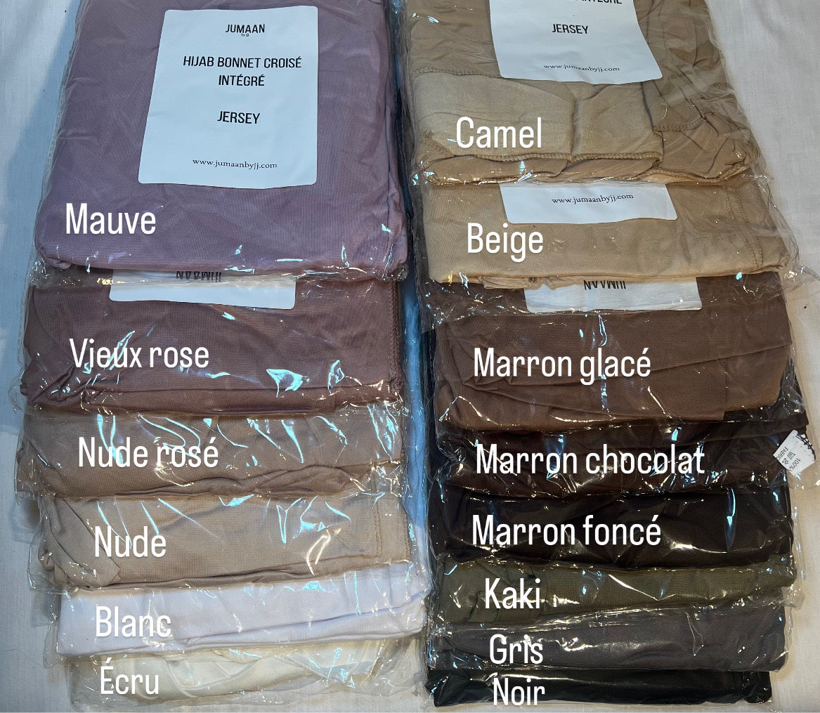 Hijab bonnet croisé à nouer