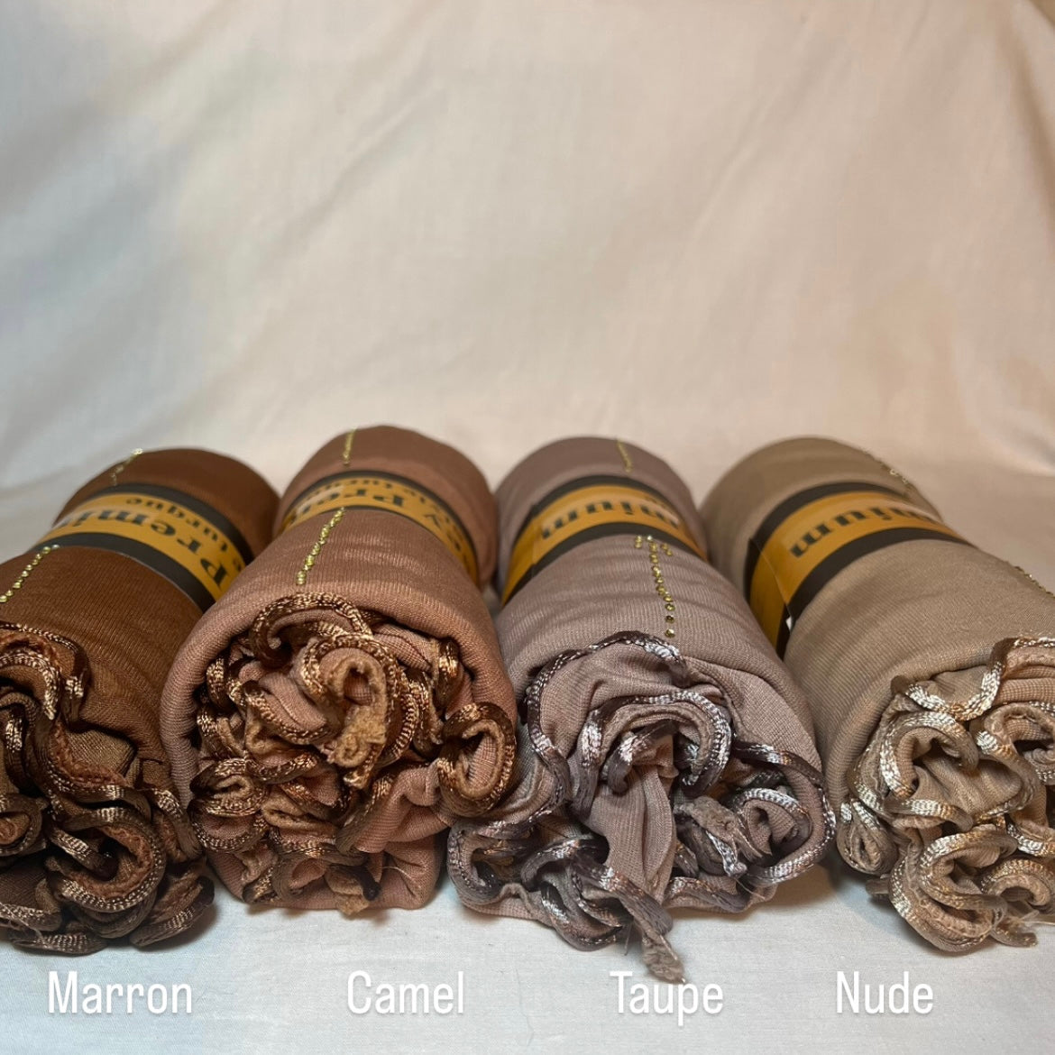 Hijab Jersey Premium à froufrou & à strass